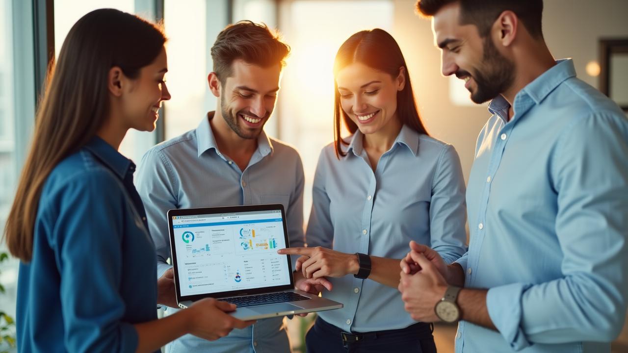 Modern office team using wearable fitness tech